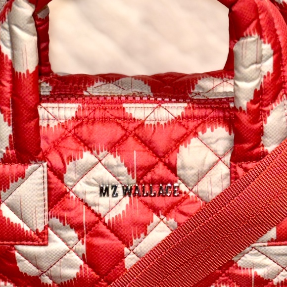 MZ Wallace Coral Polka Dot Medium Sutton Quilted Tote Bag Print w/STRAP RARE HTF - Picture 2 of 13